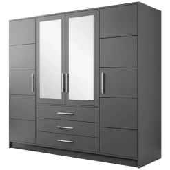 Garnero Arredamenti Armadio 196x200h cm 4 ante 3 cassetti con specchio Sottosogno Grafite