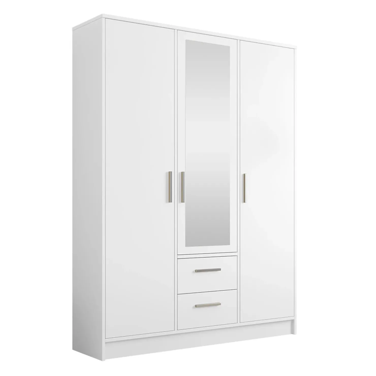 Garnero Arredamenti Armadio 153x202h cm 3 ante 2 cassetti con specchio bianco opaco Enirel Discount