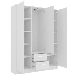 Garnero Arredamenti Armadio 153x202h cm 3 ante 2 cassetti con specchio bianco opaco Enirel Discount