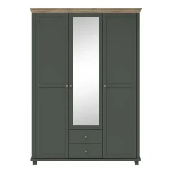 Garnero Arredamenti Armadio 154x216h cm 3 ante 2 cassetti con specchio quercia Texel Verde Clearance