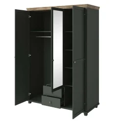 Garnero Arredamenti Armadio 154x216h cm 3 ante 2 cassetti con specchio quercia Texel Verde Clearance