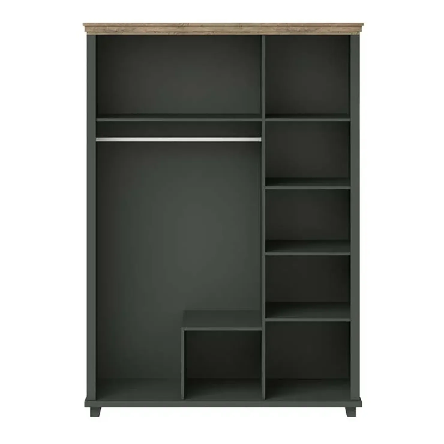 Garnero Arredamenti Armadio 154x216h cm 3 ante 2 cassetti con specchio quercia Texel Verde Clearance