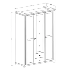 Garnero Arredamenti Armadio 154x216h cm 3 ante 2 cassetti con specchio quercia Texel Verde Clearance