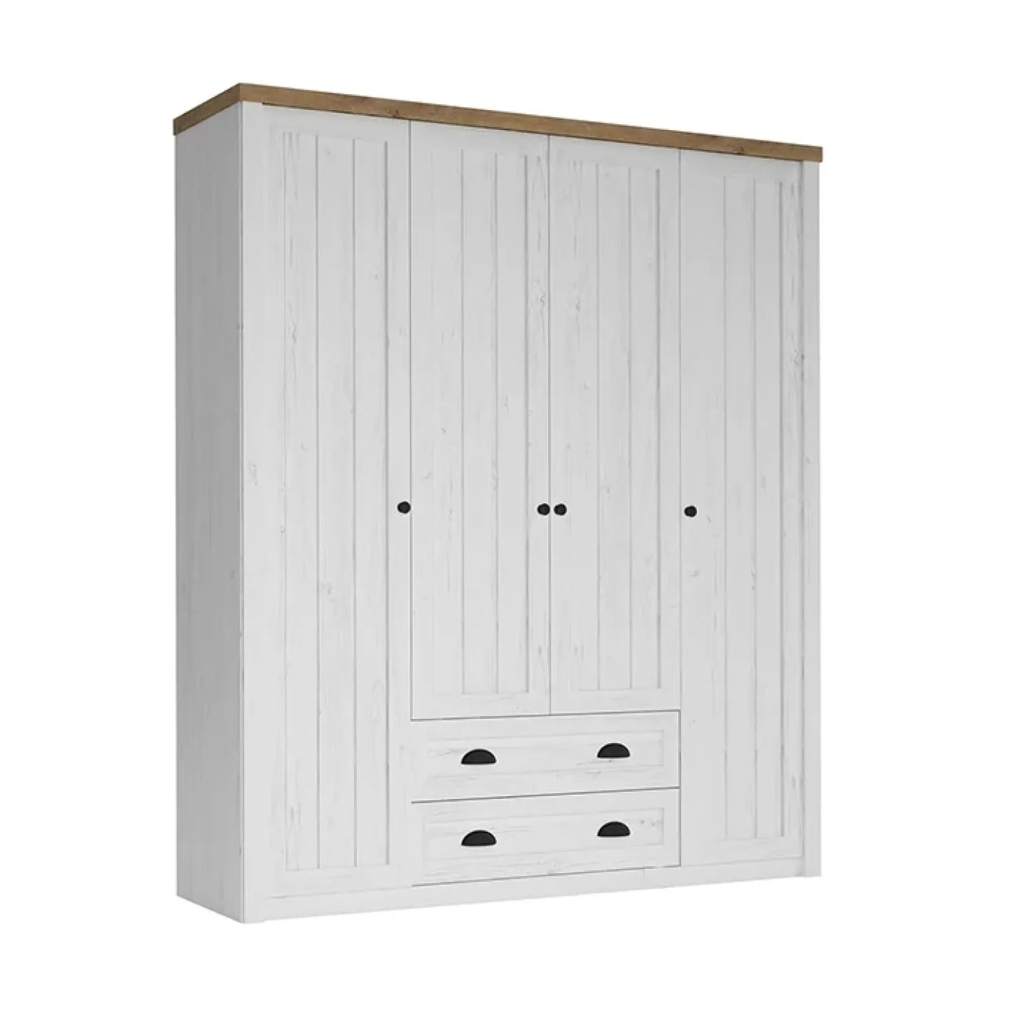Garnero Arredamenti Armadio 171x198h cm 4 ante 2 cassetti bianco frassinato rovere Provenza Best