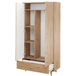 Garnero Arredamenti Armadio 92x180h cm 2 ante 1 cassetto cannettato soggiorno cannettato rovere Branch Hot