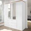 Garnero Arredamenti Armadio 182x201h cm 4 ante 3 cassetti con specchio bianco rovere Relaxio Best