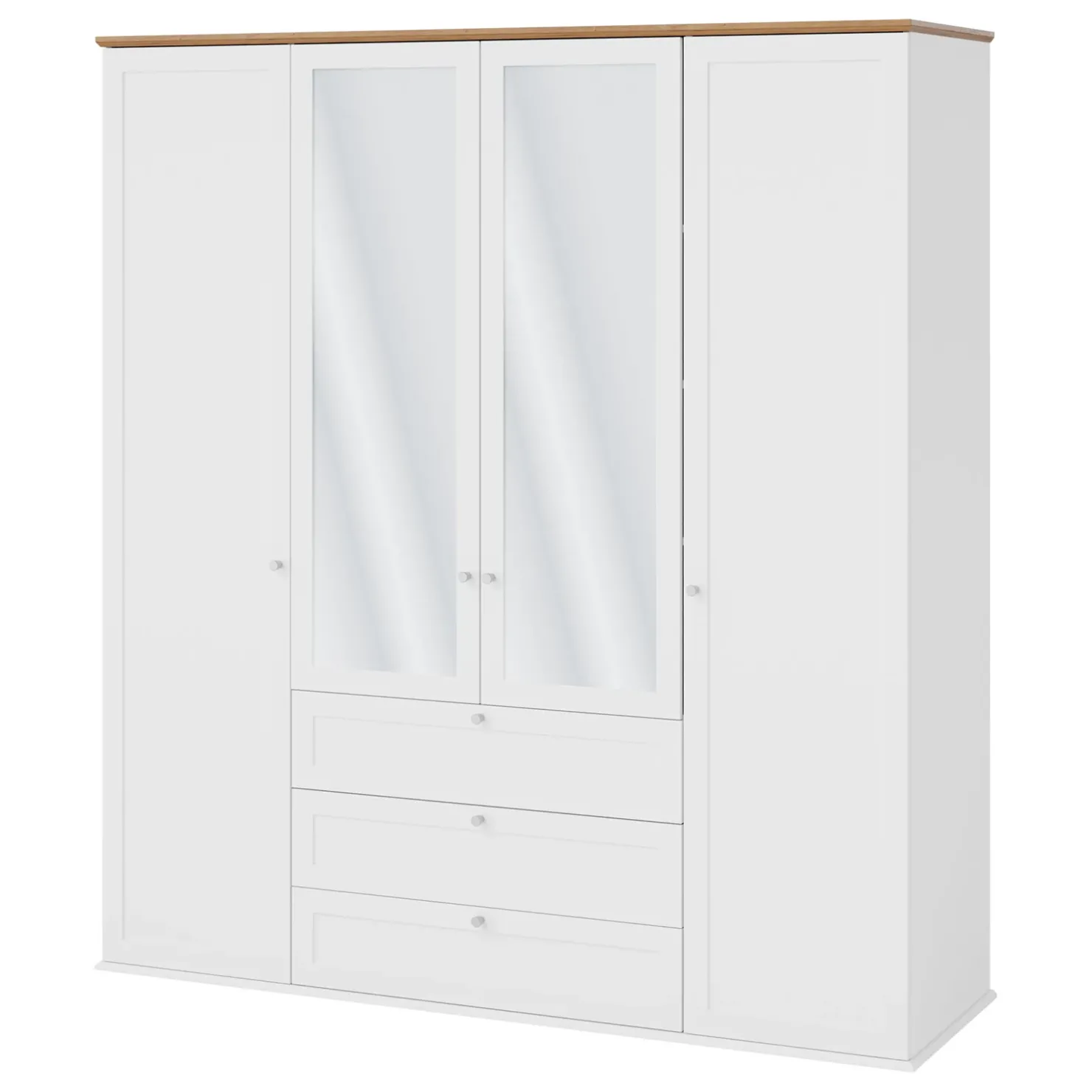 Garnero Arredamenti Armadio 182x201h cm 4 ante 3 cassetti con specchio bianco rovere Relaxio Best