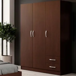 Garnero Arredamenti Armadio 120x181h cm 3 ante 2 cassetti moderno Tropea Wengè Outlet