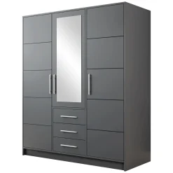 Garnero Arredamenti Armadio 147x200h cm 3 ante 3 cassetti con specchio Sottosogno Grafite Sale