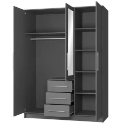 Garnero Arredamenti Armadio 147x200h cm 3 ante 3 cassetti con specchio Sottosogno Grafite Sale