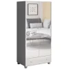 Garnero Arredamenti Armadio 86x185h cm 2 ante 1 cassetto con specchio grigio Selva