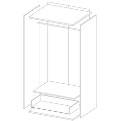 Garnero Arredamenti Armadio 86x185h cm 2 ante 1 cassetto con specchio grigio Selva