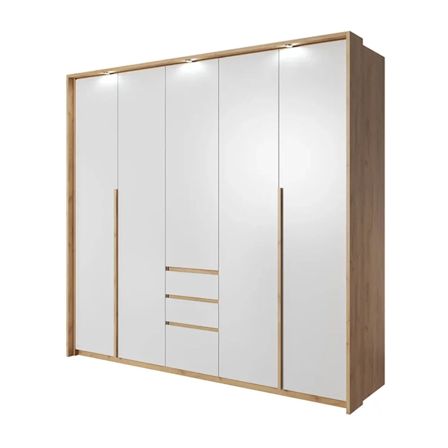 Garnero Arredamenti Armadio 225x215h cm 5 ante 3 cassetti bianco rovere Sweet New