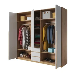 Garnero Arredamenti Armadio 225x215h cm 5 ante 3 cassetti bianco rovere Sweet New