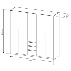 Garnero Arredamenti Armadio 225x215h cm 5 ante 3 cassetti bianco rovere Sweet New