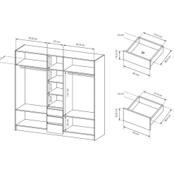 Garnero Arredamenti Armadio 225x215h cm 5 ante 3 cassetti bianco rovere Sweet New