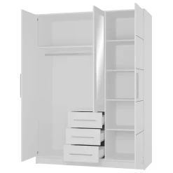 Garnero Arredamenti Armadio 147x200h cm 3 ante 3 cassetti con specchio bianco Sottosogno Bianco Opaco Clearance