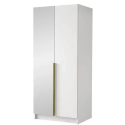 Garnero Arredamenti Armadio 100x215h cm 2 ante 1 specchio moderno bianco oro Glammy 2 Bianco Opaco - Oro Online