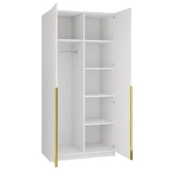 Garnero Arredamenti Armadio 100x215h cm 2 ante 1 specchio moderno bianco oro Glammy 2 Bianco Opaco - Oro Online