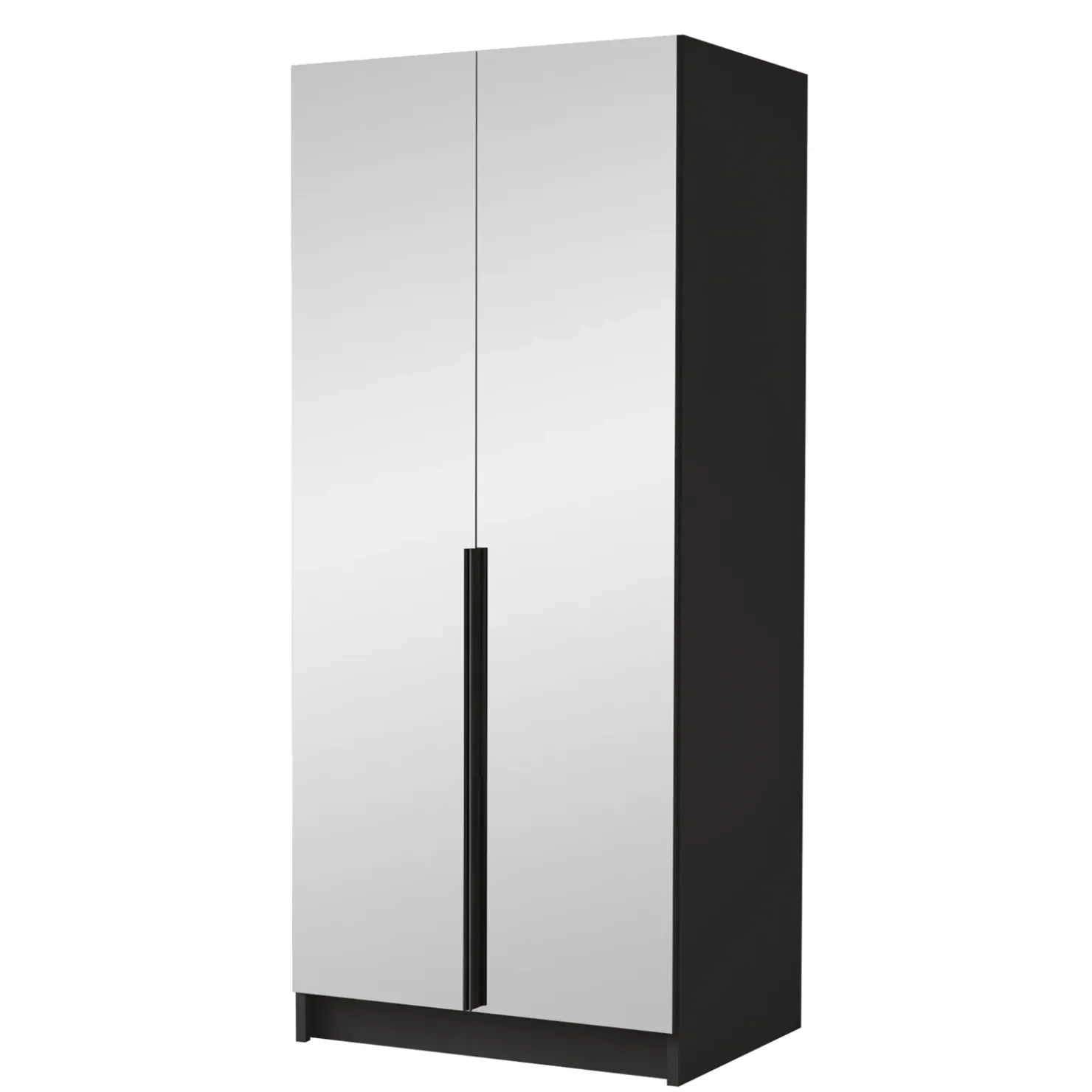 Garnero Arredamenti Armadio 100x215h cm 2 ante 2 specchi moderno nero Glammy 2 Nero Opaco - Nero Hot