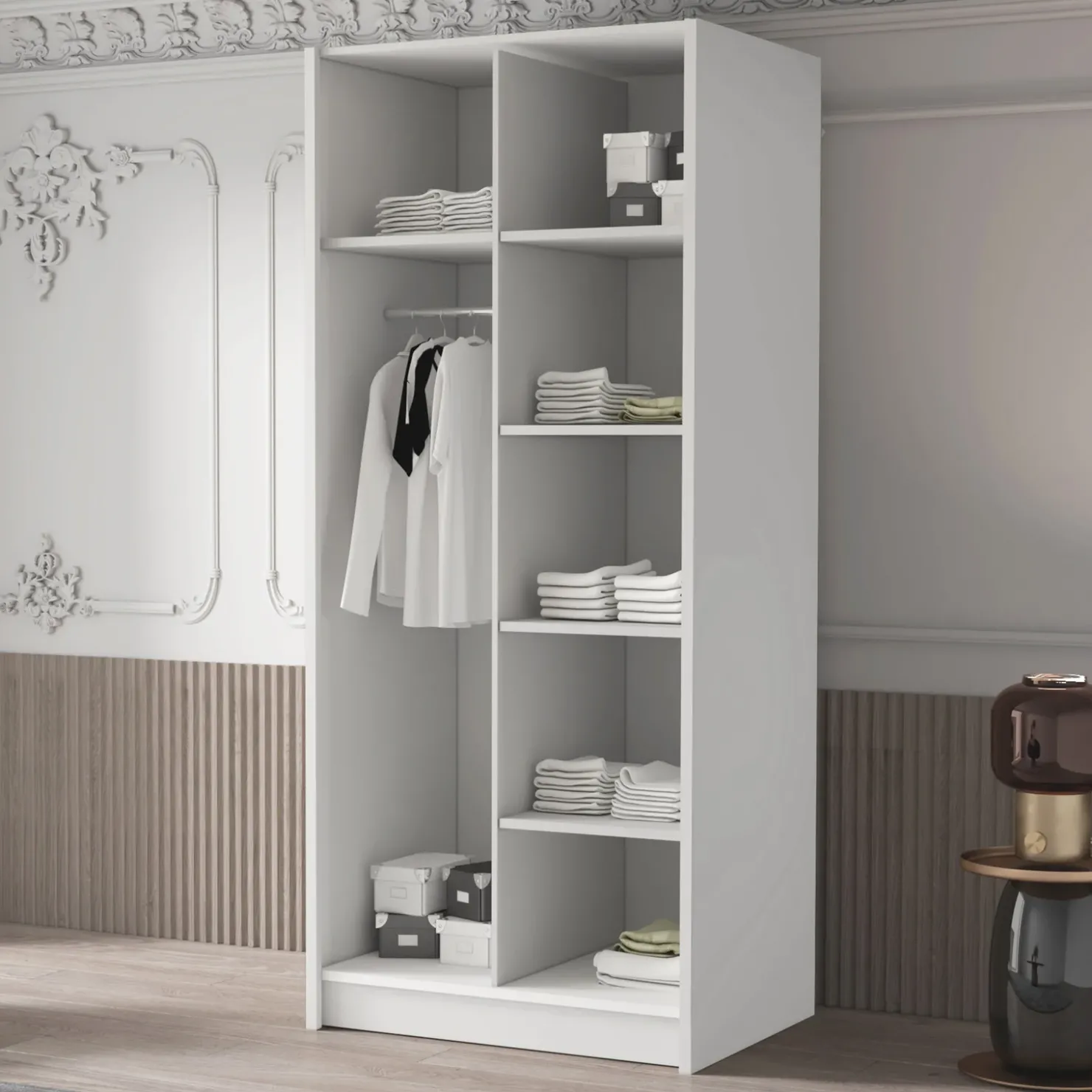 Garnero Arredamenti Armadio 100x215h cm 2 ante 2 specchi moderno bianco oro Glammy 2 Bianco Opaco - Oro Online