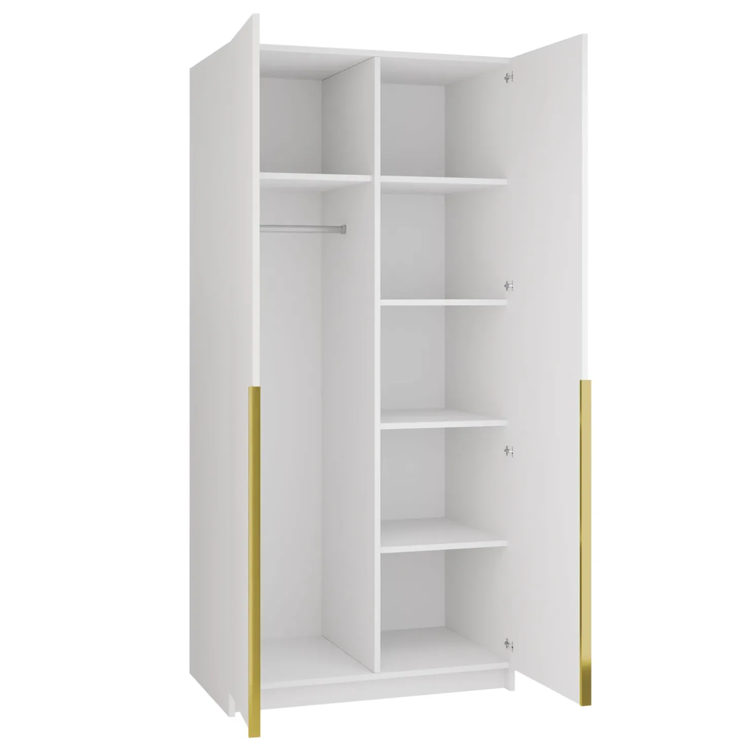 Garnero Arredamenti Armadio 100x215h cm 2 ante 2 specchi moderno bianco oro Glammy 2 Bianco Opaco - Oro Online