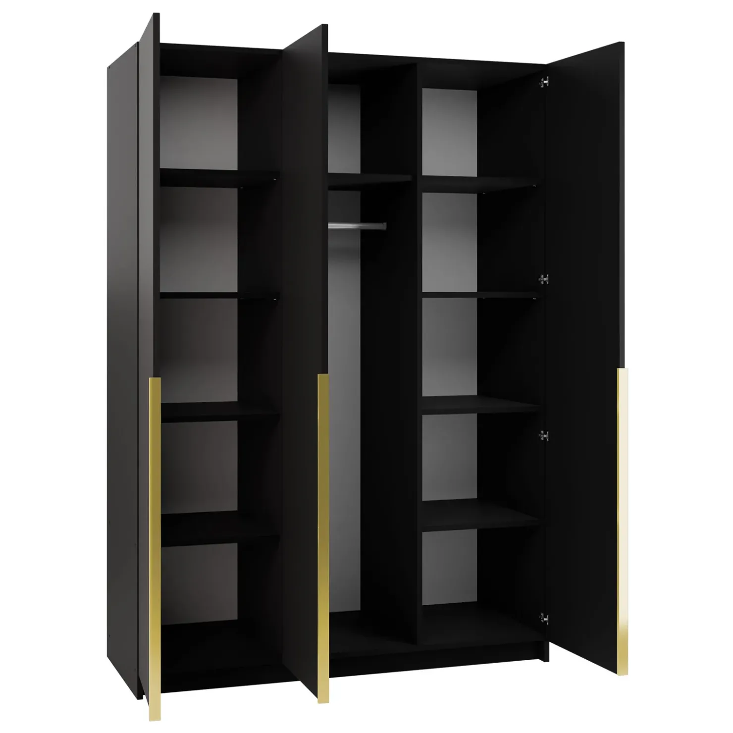 Garnero Arredamenti Armadio 150x215h cm 3 ante 3 specchi moderno nero oro Glammy 3 Nero Opaco - Oro Outlet