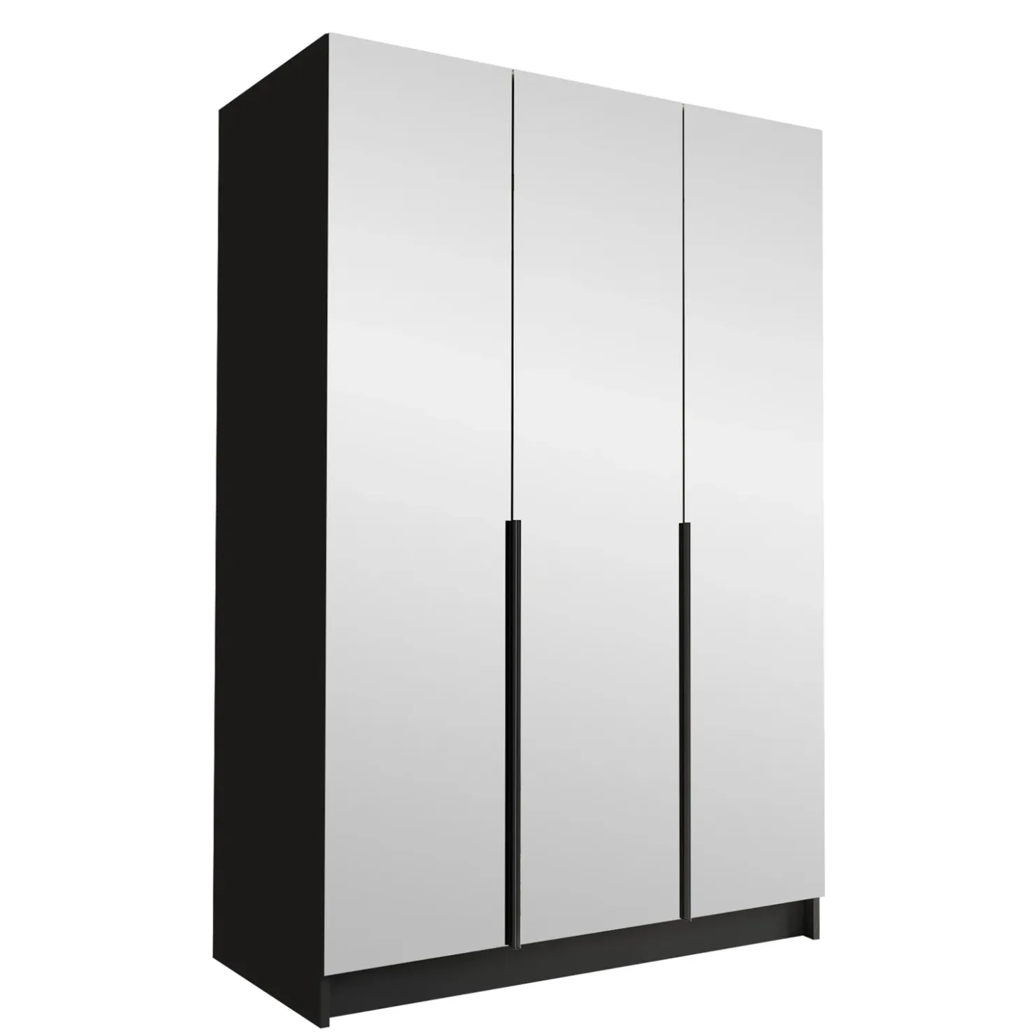 Garnero Arredamenti Armadio 150x215h cm 3 ante 3 specchi moderno nero Glammy 3 Nero Opaco - Nero Sale