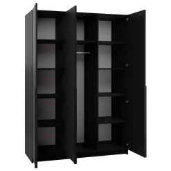Garnero Arredamenti Armadio 150x215h cm 3 ante 3 specchi moderno nero Glammy 3 Nero Opaco - Nero Sale