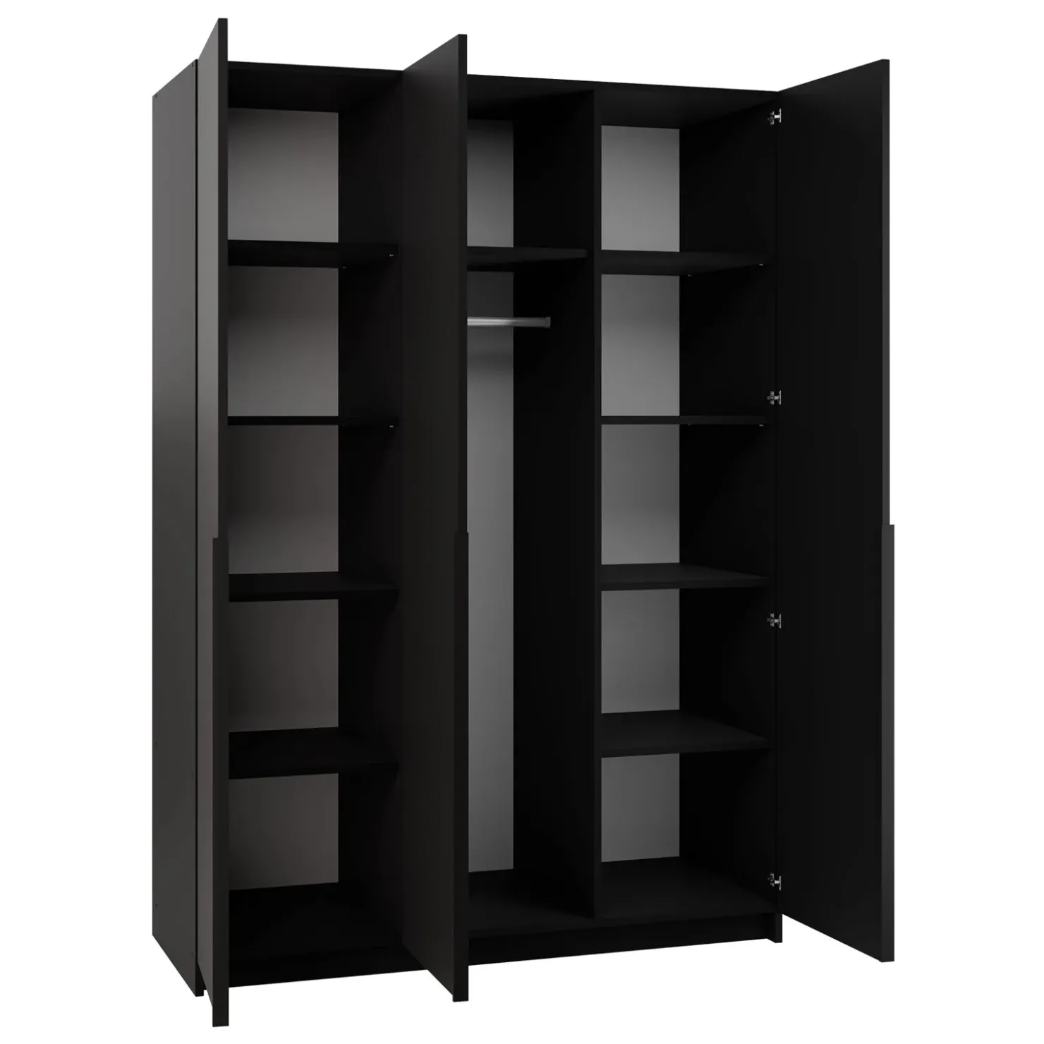 Garnero Arredamenti Armadio 150x215h cm 3 ante 3 specchi moderno nero Glammy 3 Nero Opaco - Nero Sale