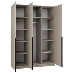 Garnero Arredamenti Armadio 150x215h cm 3 ante 3 specchi moderno beige nero Glammy 3 Beige - Nero Clearance