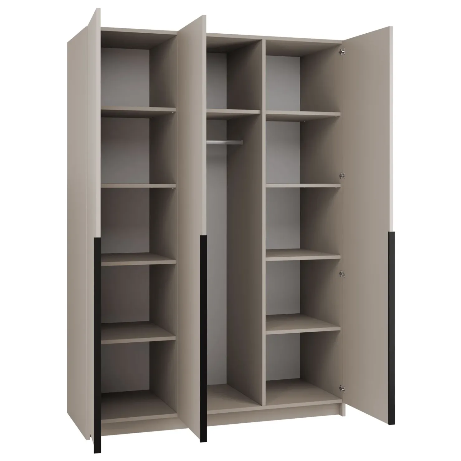 Garnero Arredamenti Armadio 150x215h cm 3 ante 3 specchi moderno beige nero Glammy 3 Beige - Nero Clearance