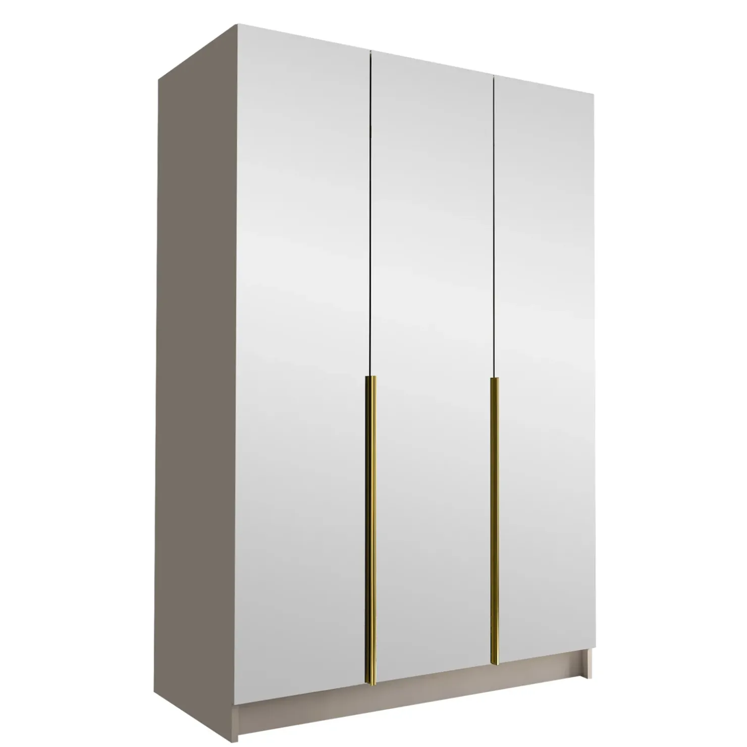 Garnero Arredamenti Armadio 150x215h cm 3 ante 3 specchi moderno beige oro Glammy 3 Beige - Oro Hot