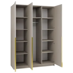 Garnero Arredamenti Armadio 150x215h cm 3 ante 3 specchi moderno beige oro Glammy 3 Beige - Oro Hot