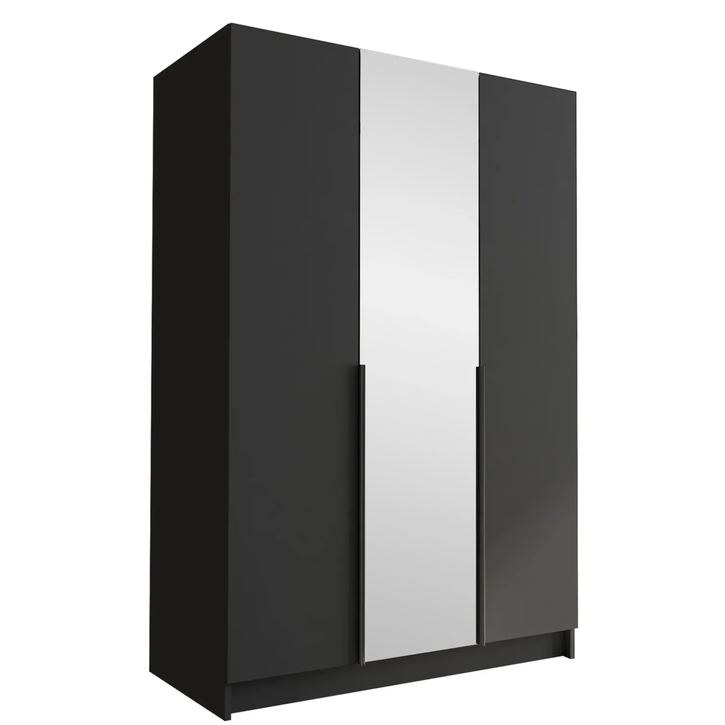 Garnero Arredamenti Armadio 150x215h cm 3 ante 1 specchio moderno nero Glammy 3 Nero Opaco - Nero Outlet