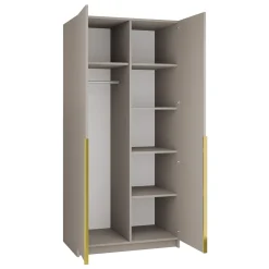 Garnero Arredamenti Armadio 100x215h cm 2 ante 1 specchio moderno beige oro Glammy 2 Beige - Oro Outlet