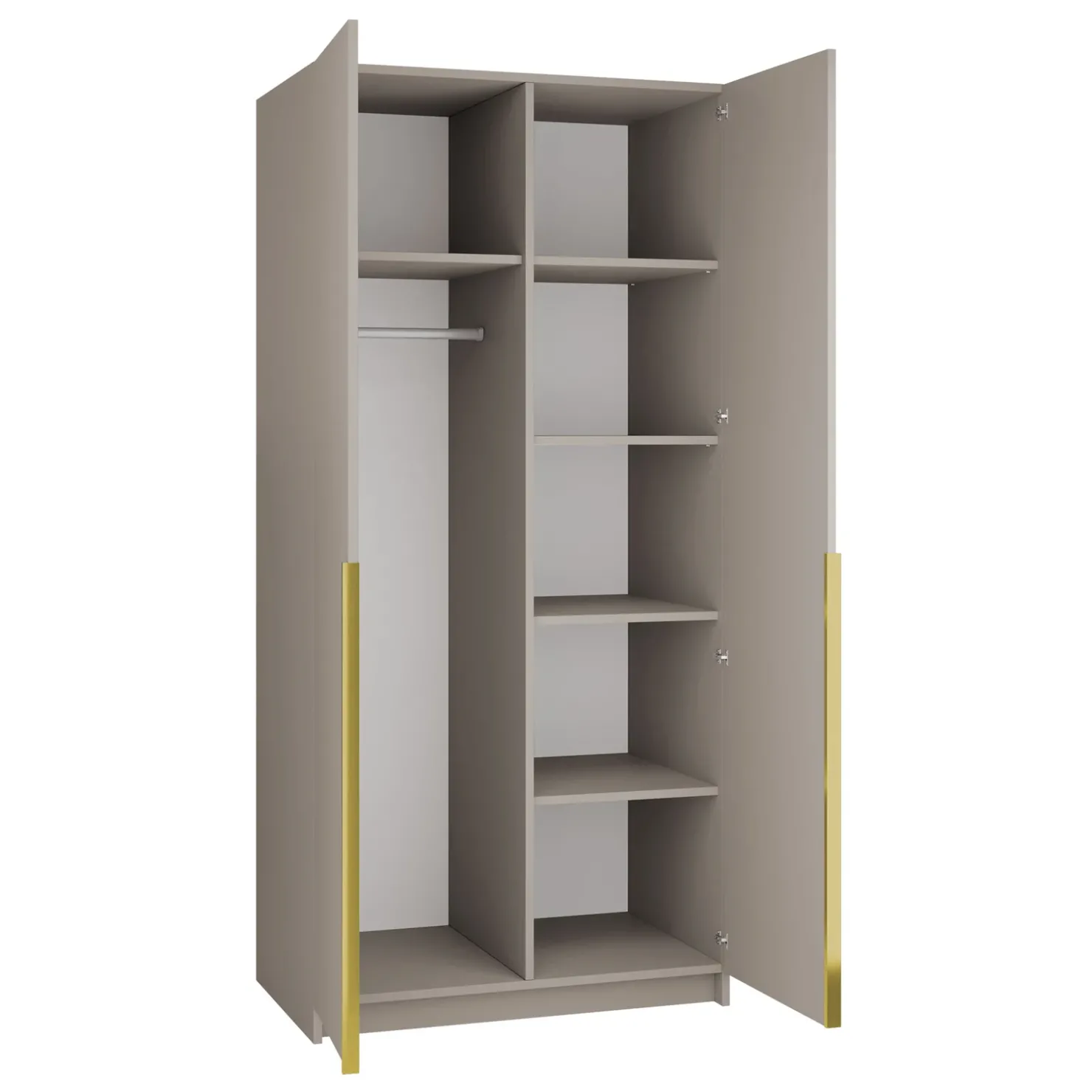 Garnero Arredamenti Armadio 100x215h cm 2 ante 1 specchio moderno beige oro Glammy 2 Beige - Oro Outlet