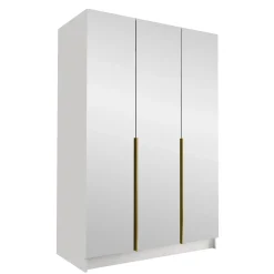 Garnero Arredamenti Armadio 150x215h cm 3 ante 3 specchi moderno bianco oro Glammy 3 Bianco Opaco - Oro Clearance