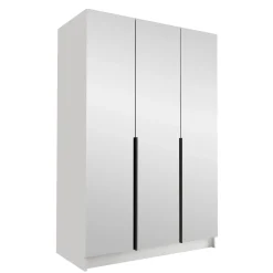 Garnero Arredamenti Armadio 150x215h cm 3 ante 3 specchi moderno bianco nero Glammy 3 Bianco Opaco - Nero Hot