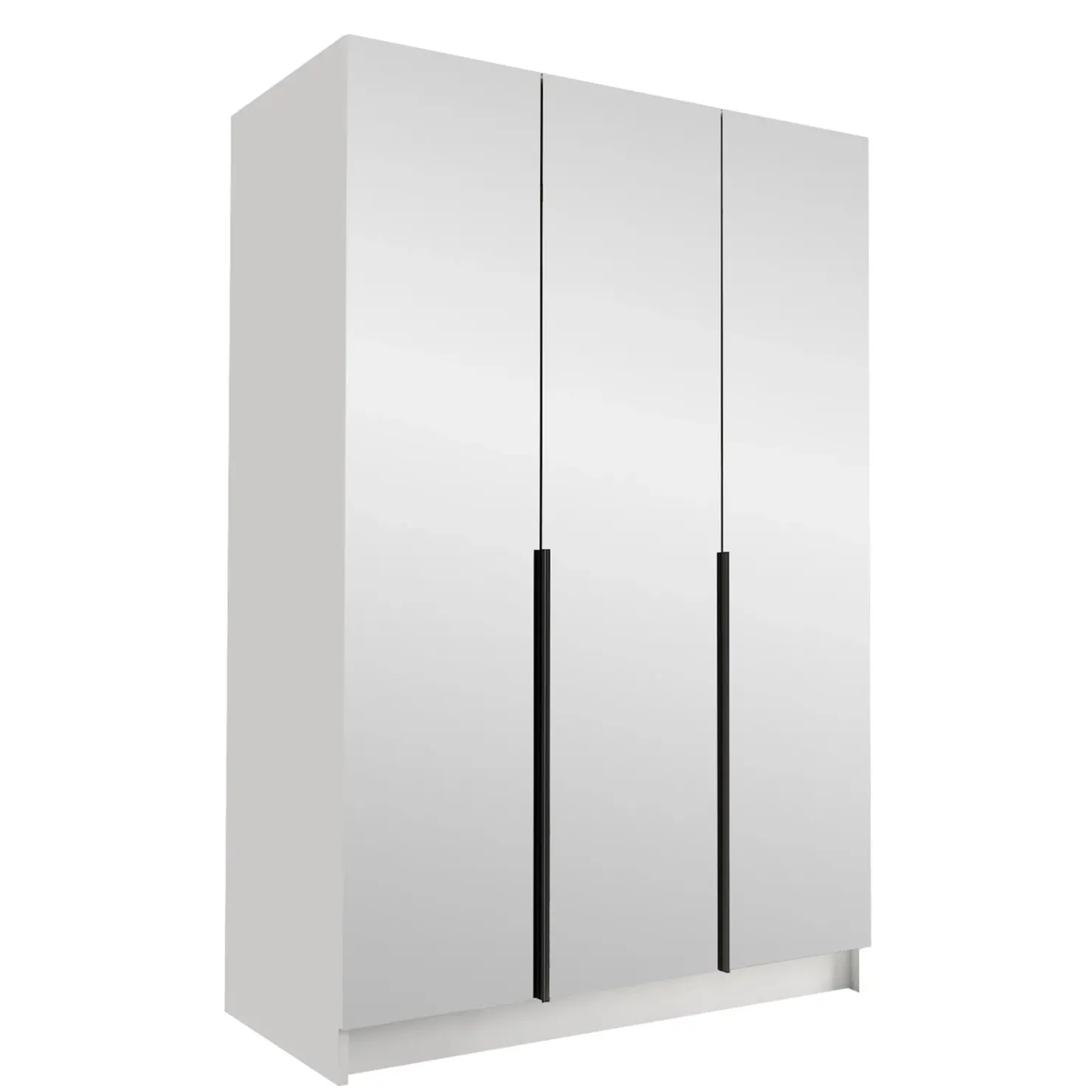 Garnero Arredamenti Armadio 150x215h cm 3 ante 3 specchi moderno bianco nero Glammy 3 Bianco Opaco - Nero Hot