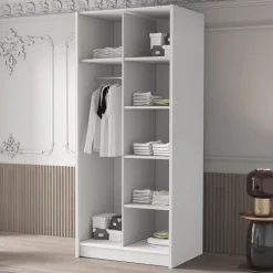 Garnero Arredamenti Armadio 100x215h cm 2 ante 2 specchi moderno bianco nero Glammy 2 Bianco Opaco - Nero Clearance