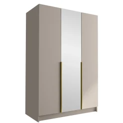 Garnero Arredamenti Armadio 150x215h cm 3 ante 1 specchio moderno beige oro Glammy 3 Beige - Oro Best