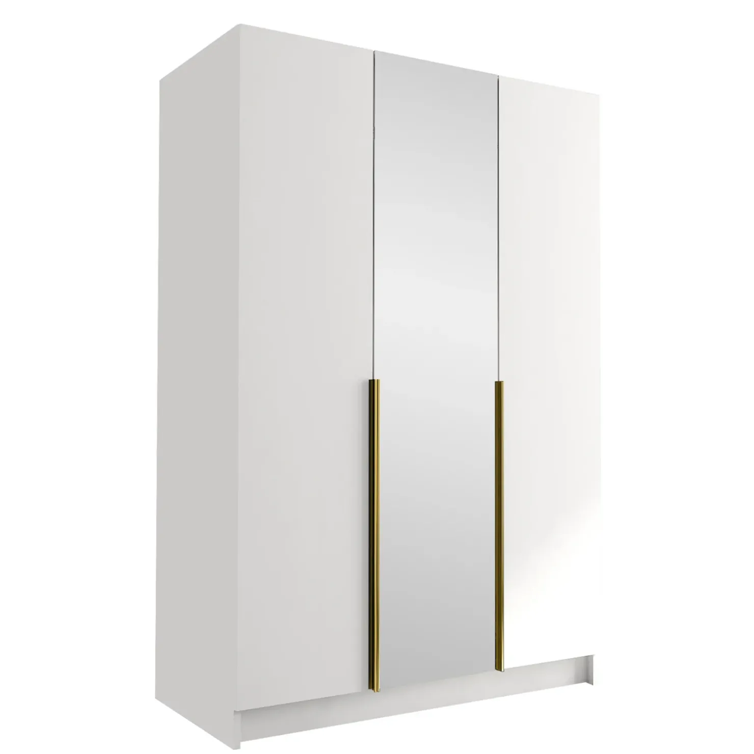Garnero Arredamenti Armadio 150x215h cm 3 ante 1 specchio moderno bianco oro Glammy 3 Bianco Opaco - Oro Outlet