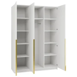 Garnero Arredamenti Armadio 150x215h cm 3 ante 1 specchio moderno bianco oro Glammy 3 Bianco Opaco - Oro Outlet