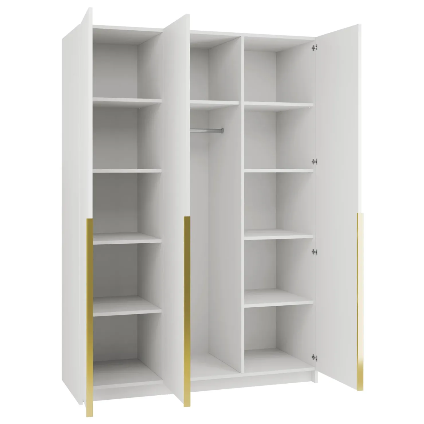Garnero Arredamenti Armadio 150x215h cm 3 ante 1 specchio moderno bianco oro Glammy 3 Bianco Opaco - Oro Outlet