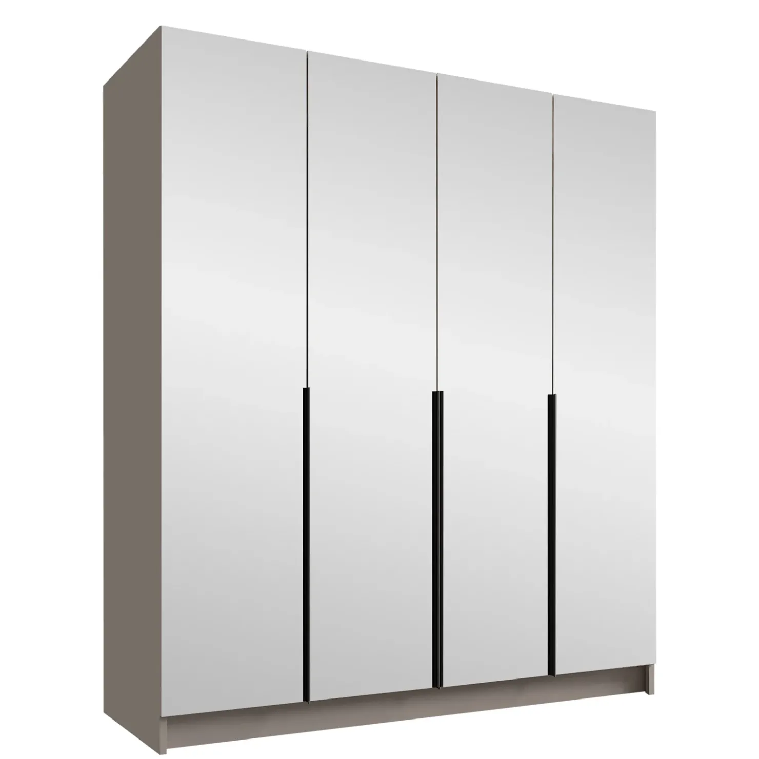 Garnero Arredamenti Armadio 200x215h cm 4 ante 4 specchi moderno beige nero Glammy 4 Beige - Nero Clearance