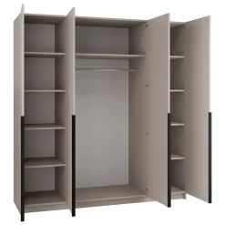 Garnero Arredamenti Armadio 200x215h cm 4 ante 4 specchi moderno beige nero Glammy 4 Beige - Nero Clearance