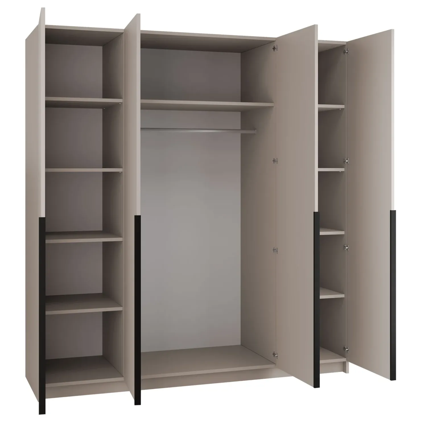 Garnero Arredamenti Armadio 200x215h cm 4 ante 4 specchi moderno beige nero Glammy 4 Beige - Nero Clearance