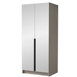 Garnero Arredamenti Armadio 100x215h cm 2 ante 2 specchi moderno beige nero Glammy 2 Beige - Nero Clearance