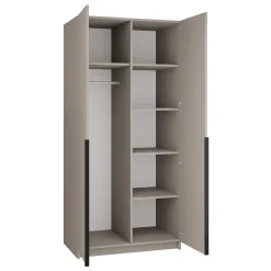 Garnero Arredamenti Armadio 100x215h cm 2 ante 2 specchi moderno beige nero Glammy 2 Beige - Nero Clearance